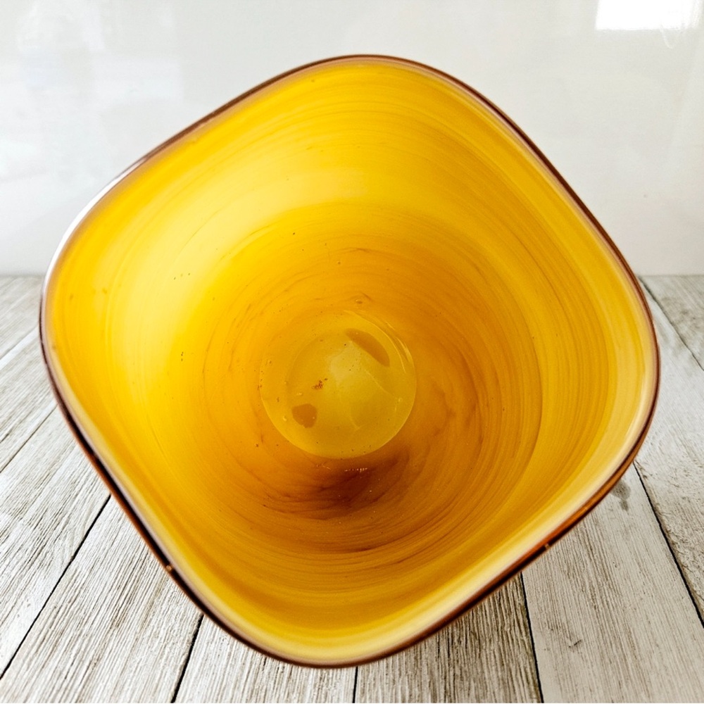 Vintage Golden Brown Hand Blown Glass Bowl Decorative Dish Planter - Picture 7 of 14